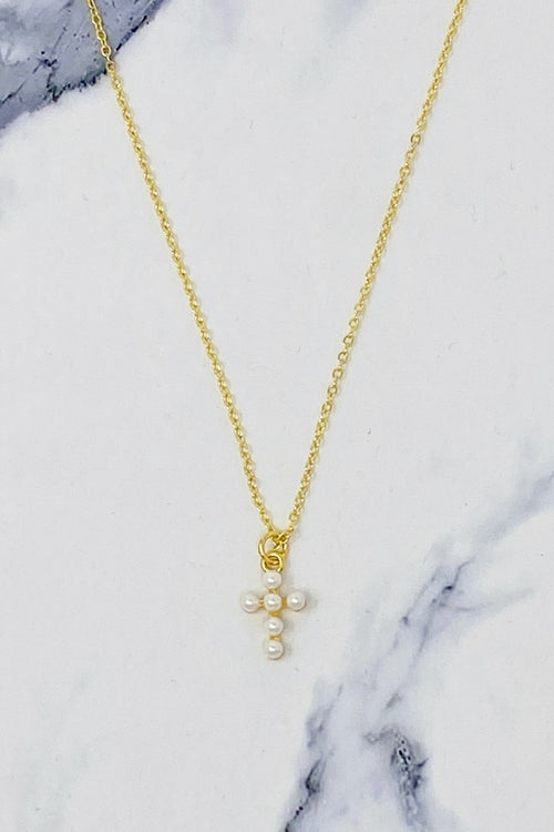 Collar Cruz de Perla