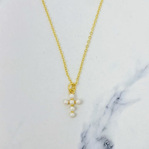 Collar Cruz de Perla
