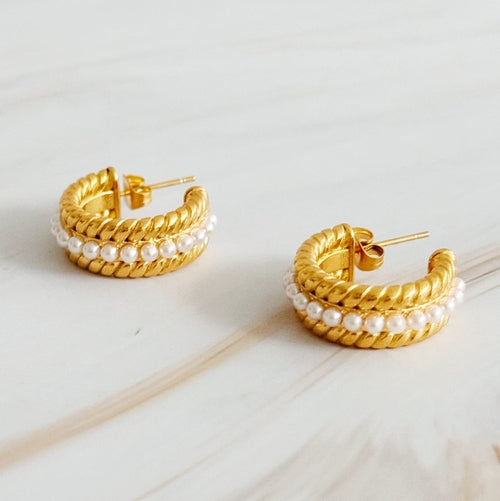 Aretes Perla Dorada