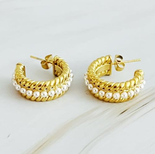 Aretes Perla Dorada