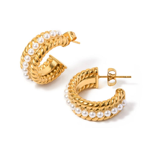 Aretes Perla Dorada