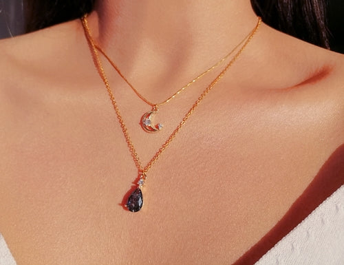 Collar Doble Luna Dorada