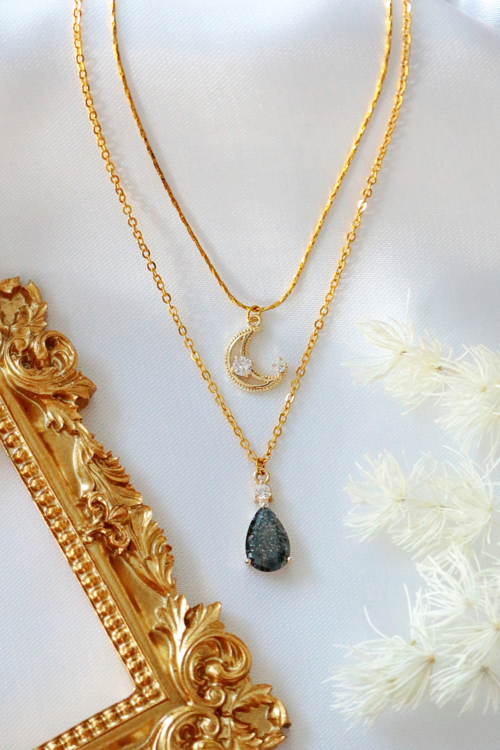 Collar Doble Luna Dorada