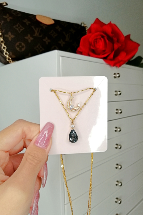Collar Doble Luna Dorada